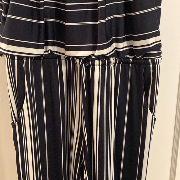 Navy Blue Stripped Jumpsuit - Picture 3 of 7